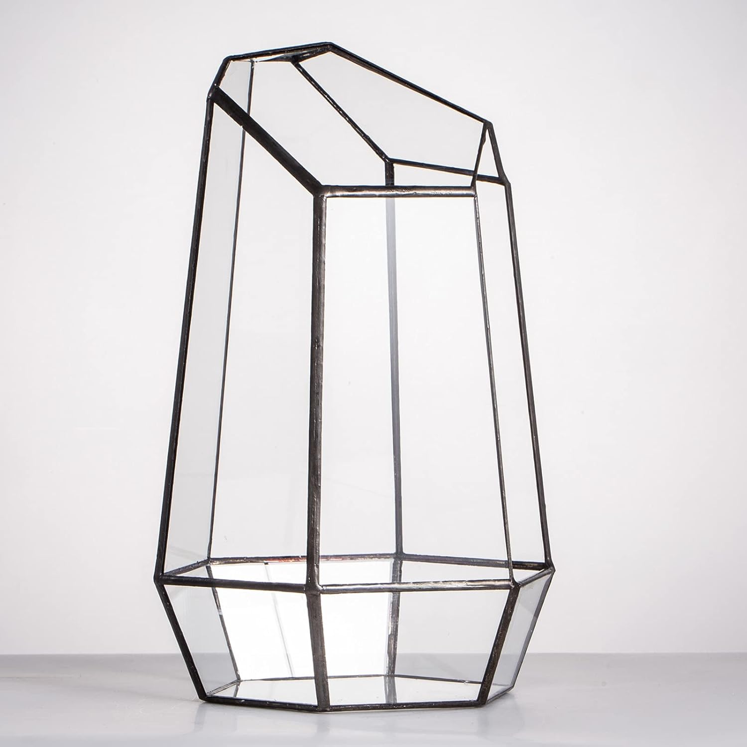 Geometric Glass Terrarium Planter, Black