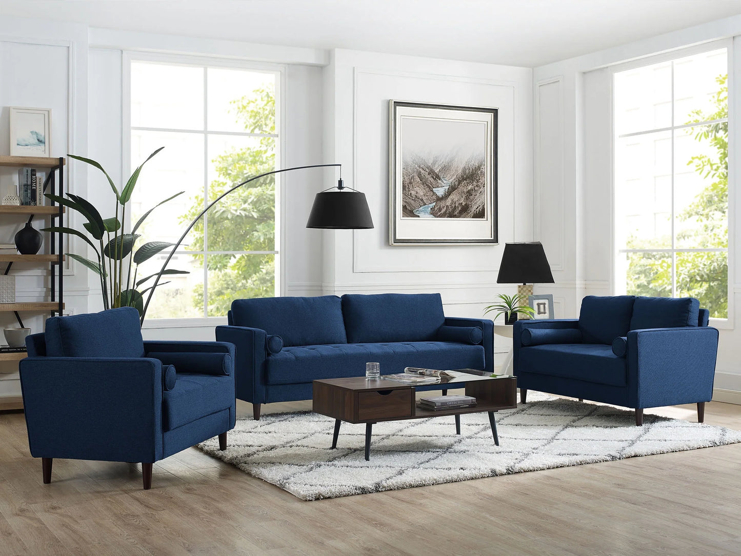 Lorelei Mid-Century Modern Sofa, Navy