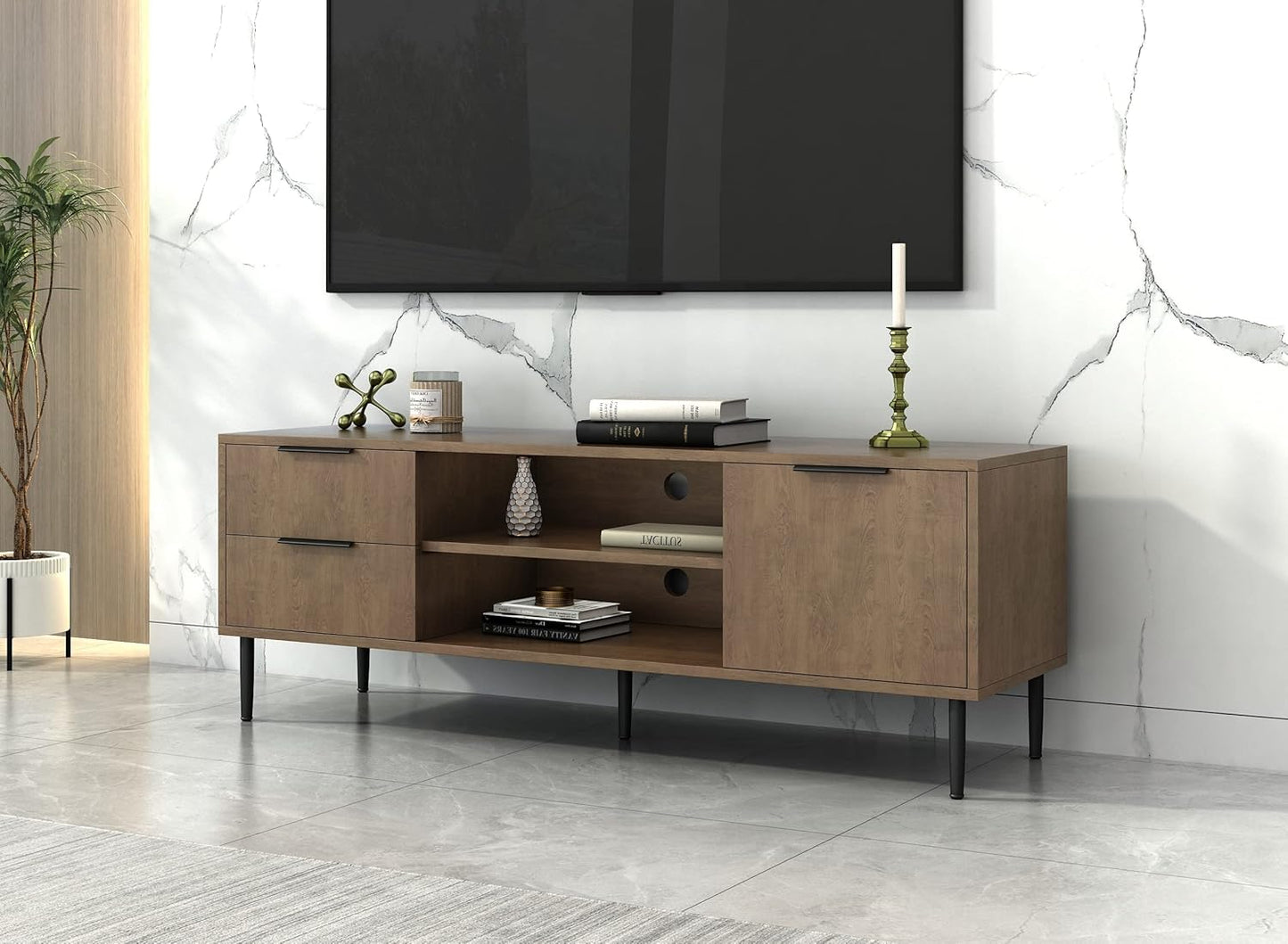 Modora Entertainment Center/Console Table 55 Inch, Brown