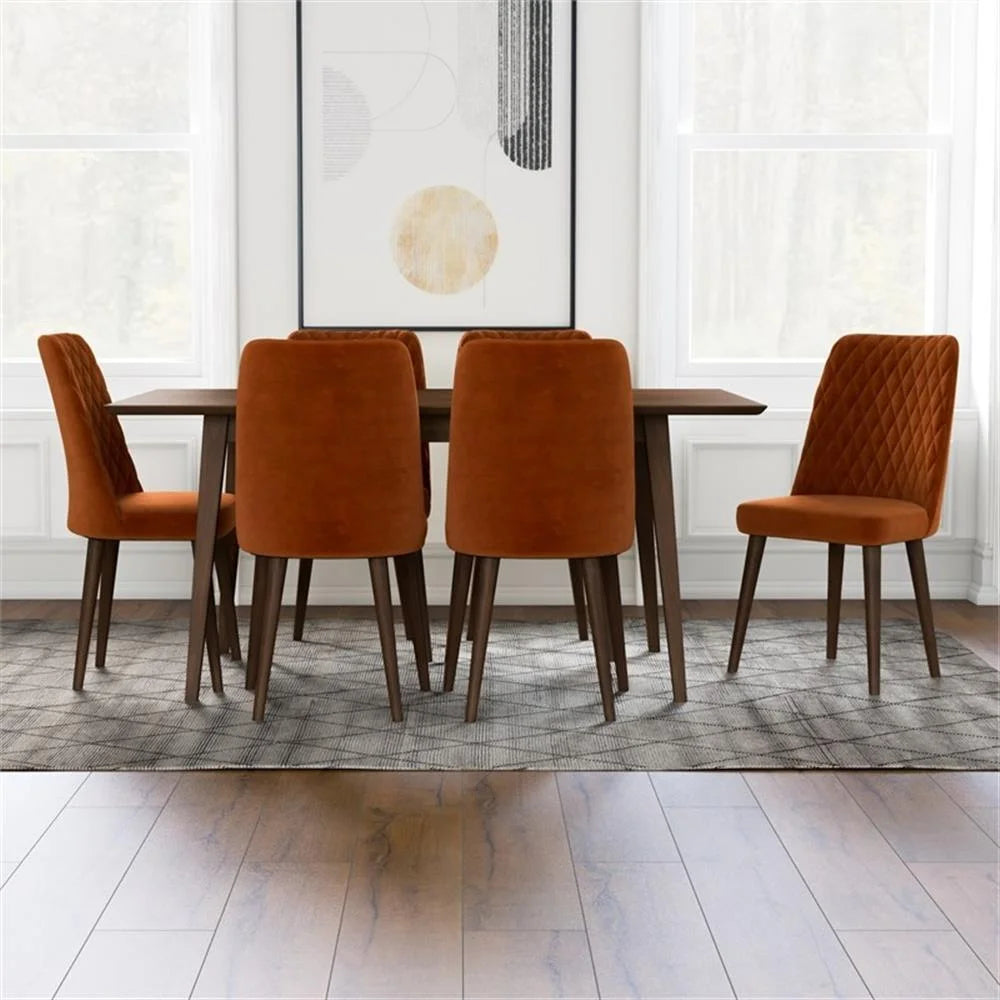 Adamoir Mid Century Modern Solid Wood Walnut 7 Piece Furniture Set