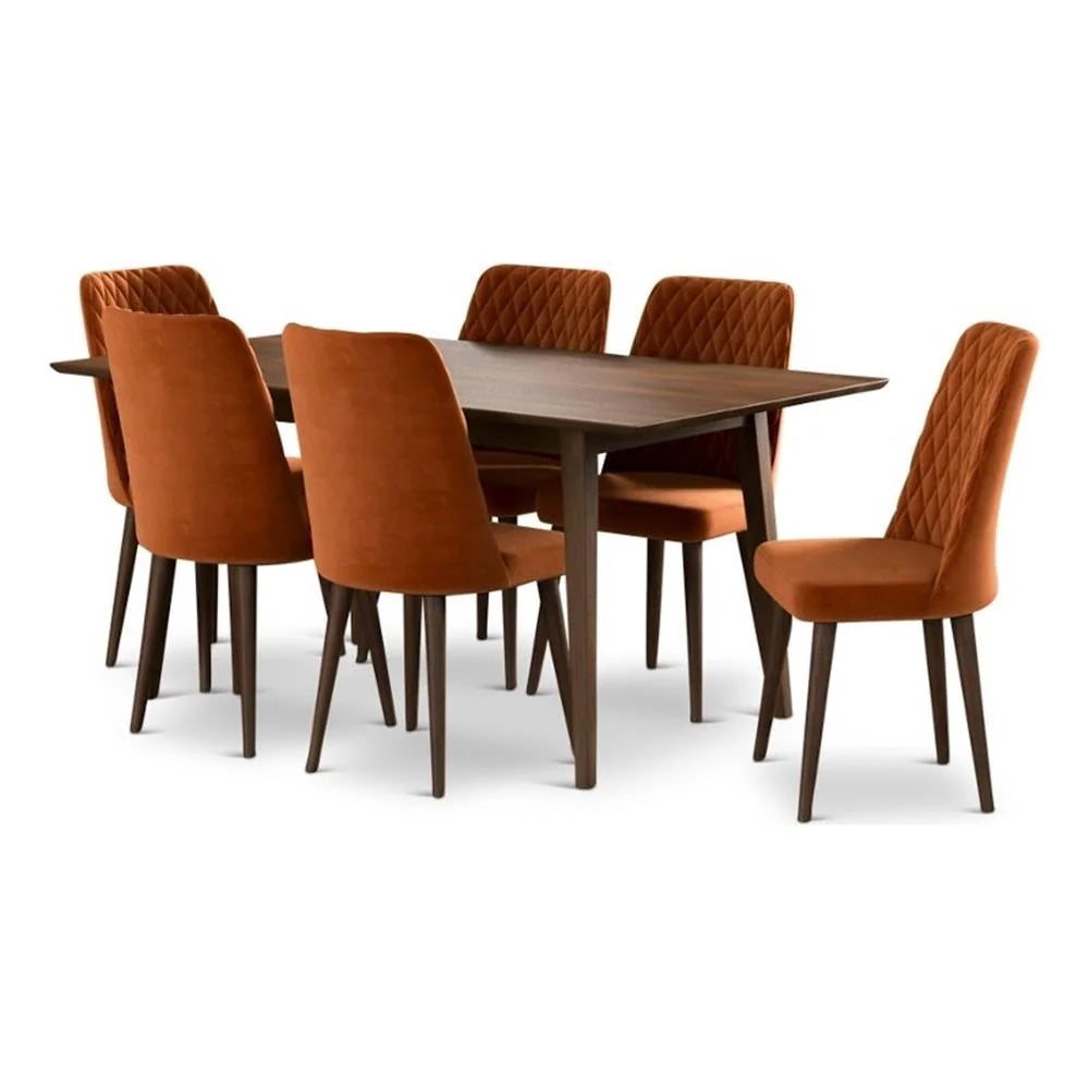 Adamoir Mid Century Modern Solid Wood Walnut 7 Piece Furniture Set