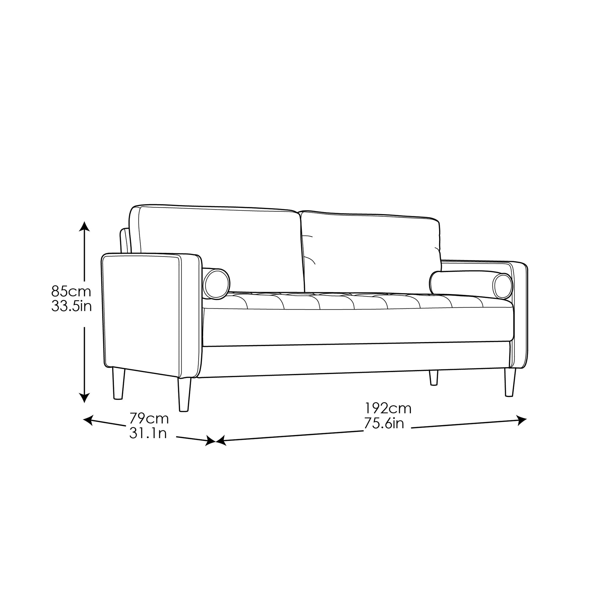 Lorelei Mid-Century Modern Sofa, Heather Gray Fabric